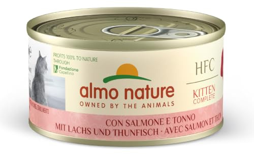 Almo Nature HFC Kitty våtfoder för kattungar - med lax och tonfisk - 1,68 kg förpackning (24 x 70 g)