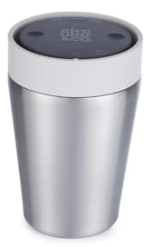 Circular & Co Thermo-Reisebecher aus Edelstahl, 227 ml, isolierter, wiederverwendbarer Kaffeebecher, 100% auslaufsicher und abschließbar, 6 Stunden heiß/kalt, Druckverschluss, einhändig zu öffnen,