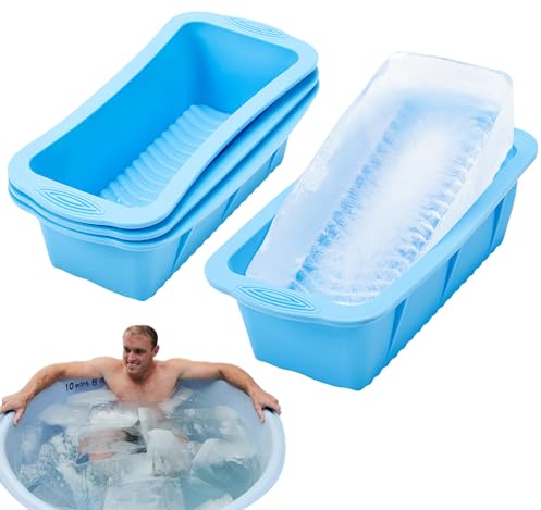 4 bandejas grandes para cubitos de hielo, moldes grandes para congelador, bandejas gigantes reutilizables de fácil liberación, para hacer cubitos de hielo de 4.4 libras para baño de hielo, tina fría o