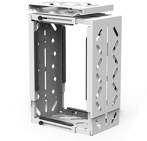 Luminexia Soporte CPU Bajo Mesa,Cart CPU Holder,Soporte de Mesa para PC,Soporte para Caja de Ordenador de Sobremesa,180 ° Giratorio,Altura y Ancho Ajustables,Carga Máx de 15 Kg,Negro/Blanco,2 tamaños