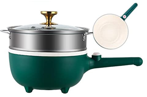 Cocina EléCtrica Multifuncional Olla Caliente, Mini Cocina Eléctrica, Olla Arrocera MáQuina de CoccióN EléCtrica SartéN Antiadherente de Doble Capa, Verde