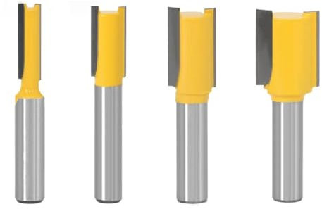 Bestgle 4 Pcs Punte Fresa Verticale Diritti, 8 MM Gambo Fresa a Taglienti Diritti per Canali, Punte per Legno Punta da Fresatrice Dritta con Doppia Scanalatura Fresa Lavorazione Legno