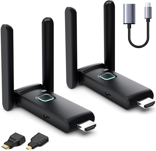 Wireless HDMI Transmitter and Receiver,HDMI Wireless Remote Adapter 165FT/50M,No Hot,Plug and Play,2.4/5GH for 1080P Wirelessly Streaming Video from Laptop,Cable Box,Camera,PC to Monitor/TV/Phone