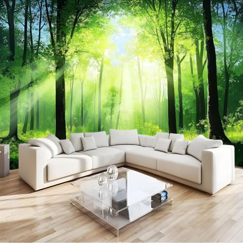 Generico Verde Carta da Parati Paesaggio Naturale Foresta Fitta Fotomurale Non Tessuto, Poster Gigante Decorazione da Muro, 350 x 256 cm per Soggiorno Camera Letto Ufficio TV Sfondo