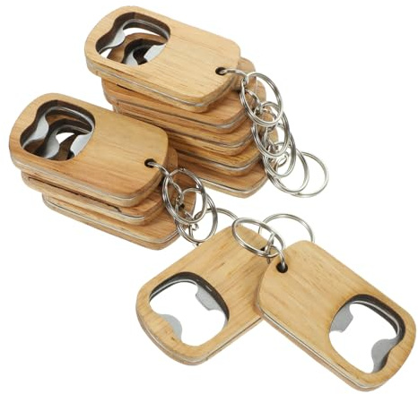 SAFIGLE 10 Llaveros Abridores de Cerveza de Madera Portátiles Diseño Creativo y Forma Única para Uso Manual en Cocina y Bar en Casa