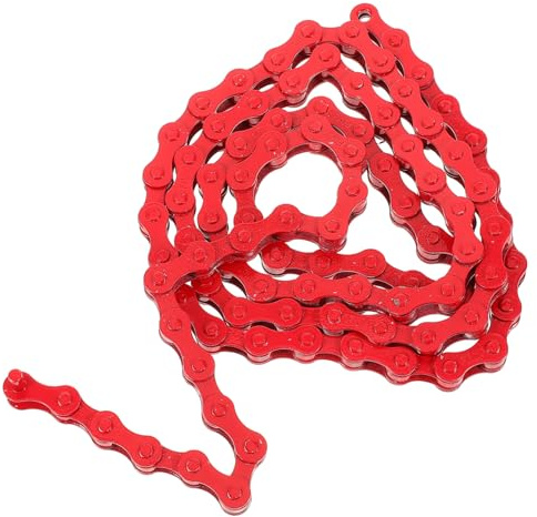 CLISPEED Red Steel Bike Chain for Road and Mountain Bikes, Easy to Carry and Clean Single Speed Cycling Accessory with 94 Links, Sturdy and Sturdy Bicycle Chain for Racing and Replacement