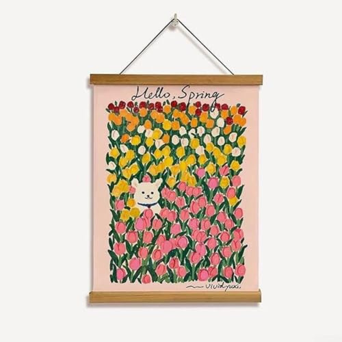 Appendino per poster in legno di teak naturale, con strisce magnetiche, 21 cm/51 cm, per soggiorno e aula (21 cm)