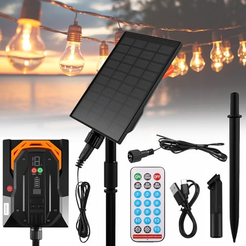 Joycabin Caja de control de cadena solar con mando a distancia, resistente al agua, luminosidad ajustable, controlador para panel solar, cadena de luces para exteriores