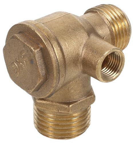 Housoutil Clapet Anti-retour en Cuivre 3 Voies Filetage Interne 1/2-3/4-1/8 pour Compresseur D'air Silencieux, Accessoires Pneumatiques Compatibles, Soupape D'échappement pour Atelier