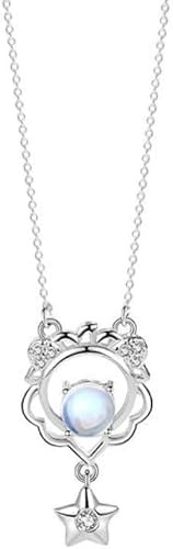 Silverhalsband,Zodiac S925 Sterling Halsband För Kvinnor Elegant Dam Zirconia Kristall Månstenshänge Present Smycken Födelsedagspresent