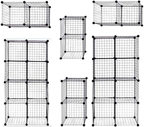 CASART 12/24 Cube Storage Shelves, Interlocking Frame Grid Wire DIY Wardrobe Closet Cabinet Rack, Toy Books Clothes Plants Display Organiser Unit for Home Living Room Bedroom (24 Cube, Black)