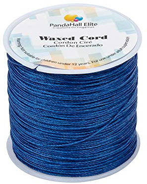 PandaHall Elite 106m / Rolle 0.5mm Runde gewachste Baumwollschnur Faden Friesen String Spool für Schmuckherstellung und Makramee Supplies blau