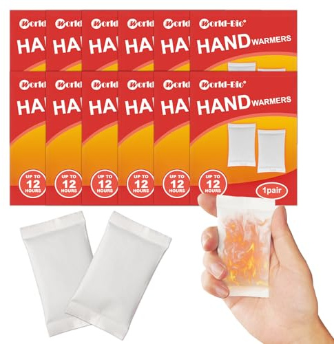 WORLD-BIO 10 Paar Handwärmer, 8 Stunden Wärme, Luftaktiviert Wärmpacks Extra Warmes Heatpad -Ideal für Outdoor-Aktivitäten & Handschuhe