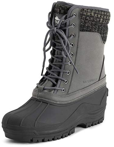 Polar Femmes Lacer Imperméable L'hiver Semelle En Caoutchouc Mi-Mollet Nubuck Boue Neige Bottes - Gris Nubuck - UK8/EU41 - YC0691