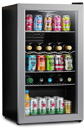 Subcold Super85 LED - Under-Counter Fridge | 85L Beer, Wine & Drinks Fridge | LED Light + Lock and Key | Energy Efficient (Silver, 85L)