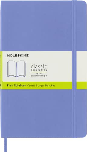 Moleskine - Klassisches Notizbuch, Blanko Seiten, Softcover und elastischer Verschluss, Größe 13 x 21 cm, Farbe hortensienblau, 240 Seiten