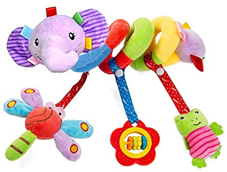 Comius Sharp Spirale Bett Kinderwagen Spielzeug, Mobile Baby Kinder Twisty Spirale Cartoon Spielzeug Geschenke,Kleinkind Baby Aktivität pädagogische Plüschtier Plüschtier (Elefant)