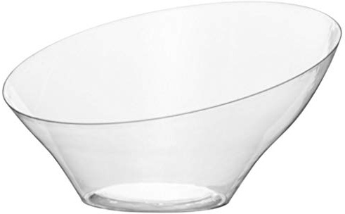 Blue Sky Angled Serving Bowl (1 Pc.) Large - Elegant Clear Plastic Bowl, Perfect Snack Bowl and Salad Bowl for Birthday, Wedding, Themed Party & Other Events