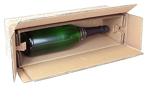smiley pack 10 Flaschenkarton Magnum für 1 Flasche inkl. Einlage 1,5l | Für Wein Sekt Champagner Spirituosen Saft Gin – PTZ – DHL DPD Hermes – Weinversandkarton Bordeaux Schlegel