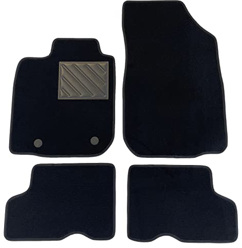 Fußmatte für Dacia Sandero – Stepway 2, 2012 bis 2019, passgenau, rutschfest, Stoßborte aus verstärktem Gummi, Fixierknöpfe, Schwarz