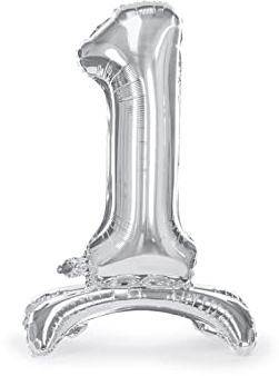 Folienballon Zahl 1 Silber stehend 70 cm Luftbefüllung