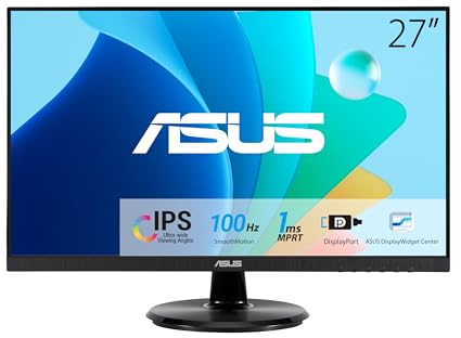 ASUS VA27DQFR Monitor Gaming Eye Care da 27” pollici, IPS Full HD, Frameless, 100Hz, Adaptive-Sync, Tempo di Risposta 1ms, HDMI, DisplayPort, VGA, Tecnologia Anti-sfarfallio e Filtro Luci Blu, Nero