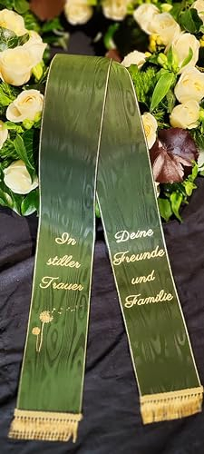 Grabschleife, Trauerschleife, Kranzschleife 17,5 cm breit (mistelgrün)