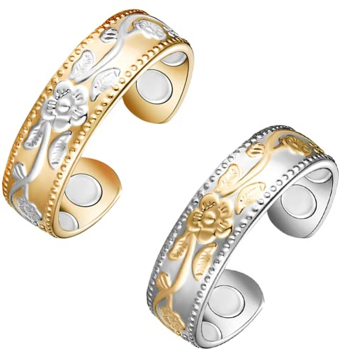 Vicmag 2PCS Magnetic Copper Rings for Women 3800 Gauss Magnet Thumb Fingers