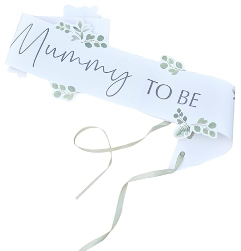 Ginger Ray Mummy to Be Botanical Babyparty-Schärpe mit salbeigrünem Band, grün