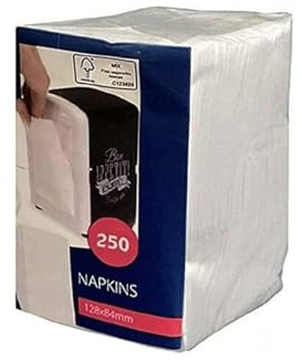 Lot de 250 serviettes en cellulose - Pliées en 1/8 - Blanc - 12 x 8,5 cm - Pour bistro - Dîner - Food Gastro - Compatible avec les distributeurs Cabanaz (1 x 250 pièces (blanc, a bit thicker)