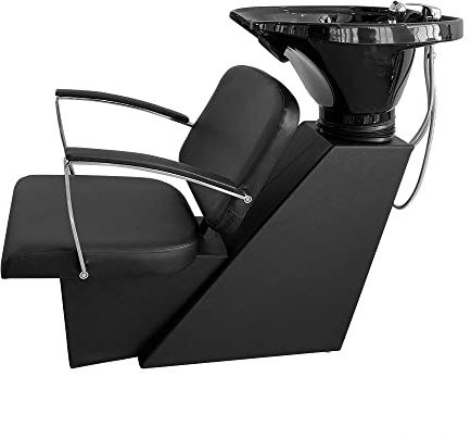 Shampoo Chair Barber Classic Shampoo Bowl Sink Chair Station for Spa Beauty Salon Hairdressing Back Wash (Black)