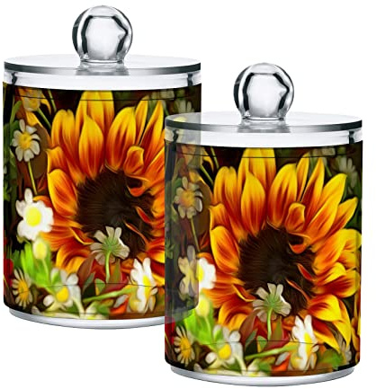 GAIREG Fall Sunflowers - Soporte de almacenamiento para hisopos de algodón, frascos de boticario, cepillo de dientes de baño, paquete de 2