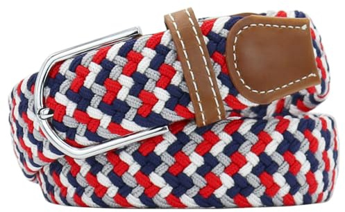 Huyfhksd Flerfärgade elastiska vävda golfbälten casual flätat stretchbälte för män och kvinnor, Flerfärgad a, for Waist Size 44-47