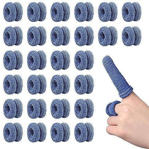 30 Stück Fingerverband, Fingerbandage, Finger Bob, Dehnbar Fingerpflaster, Universelle Fingerlinge Fingerschützer, Fingerpflaster Fingerkuppenschutz für Arbeit Küche Fingerschutz (Blau)