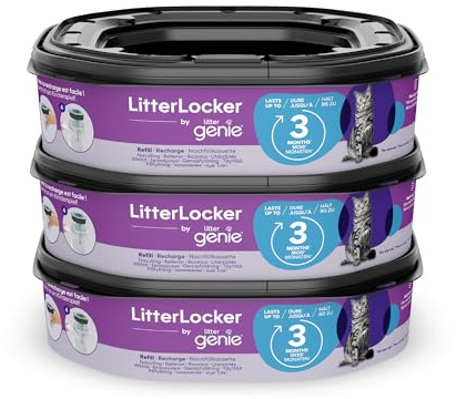 Litter Genie Set med 3 åttkantiga påfyllningar kompatibla med LitterLocker papperskorg och modebehållare