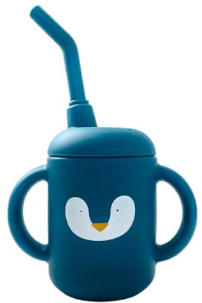 cadeau de baptême et naissance : verre à paille bleu marine pour bébé et enfant, un présent délicat et pratique, idéal pour éveiller la joie des tout-petits