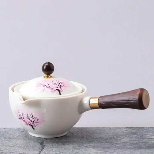 Gong Fu Tea Set Portable 360 Rotation Teapot Ceramic Tea Maker Infuser Semi-Automatic Teaware for Home Office Travel