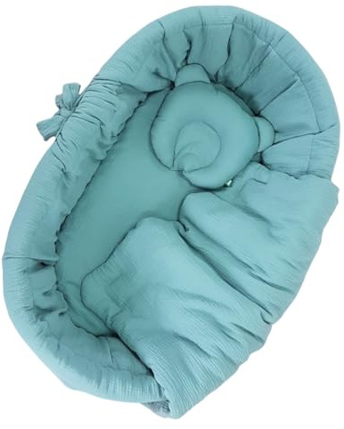Wiklinopol Musselin Bettwäsche Set 4-teilig Babybett | Khaki