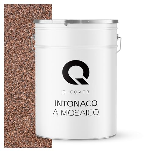 Q-COVER Intonaco in pietra colorata, 25 kg, Marrone Scuro, M73, intonaco decorativo per interni ed esterni, intonaco per facciate, intonaco finito, intonaco pregiato, antigraffio