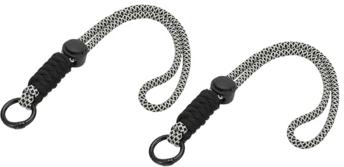 PATIKIL Paracord Schlüsselband, 2 Stück Handy Schlüsselband Seil Handgelenk Lanyards Geflochtener Riemen mit Karabinerhaken zum Aufhängen von Schlüsseln, Schwarz, Grau