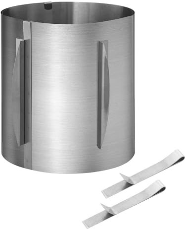 Anello per torte,anello per torte regolabile in acciaio inossidabile con due clip di fissaggio. Lo stampo torta è alto 20 cm e può essere regolato telescopicamente tra 16 e 30 CM, con scala