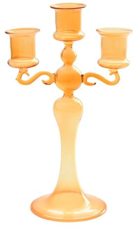Kerzenhalter mit 3 Köpfen – Dreifach-Kerzenständer, Heimdekoration, eleganter Kandelaber, dekorativer Kerzenhalter aus Glas, Esstisch, 3 Zweige, Kerzenständer, Hochzeitsdekoration und