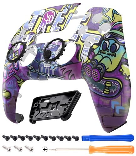 eXtremeRate LUNA Redesigned Front Shell Touchpad Compatible with ps5 Controller BDM-010 020 030 040 050, Street Art Replacement Faceplate Case Custom Touch Pad Cover Compatible with ps5 Controller