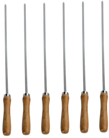 KITANDOVE 6 Edelstahlgabeln Holzgriff Grillstäbchen Obst Fleischgabeln Grillwerkzeuge Küche Draußen