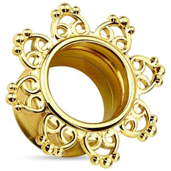 beyoutifulthings Ohr-Tunnel Tribal-Herzen Silber Edelstahl Ohr-Piercing Ohr-Schmuck Double Flared Plug Schraub-verschluss 3-16-mm
