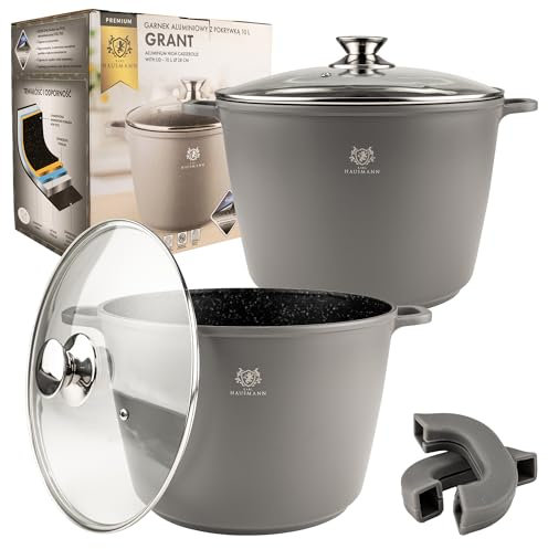 KARL HAUSMANN Topfset Induktion 2-Teilig - 6+14 L - Kochtopf Set Beschichtet - Aluguss Töpfe mit Deckel - Antihaft Topf Beschichtete Für alle Herdarten auch Induktion - Kochtopfset - Schmortopf