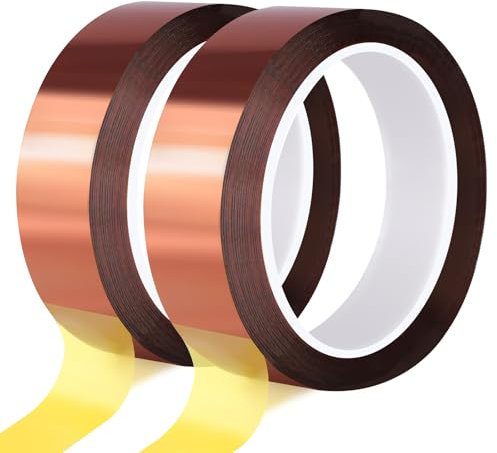 Fyguard 2 Rolls High Temperature Tape, 20mm x 25m Heat Resistant Tape Heat Tape Sublimation Heatproof for Electronics 3D Printers Sublimation, No Residue