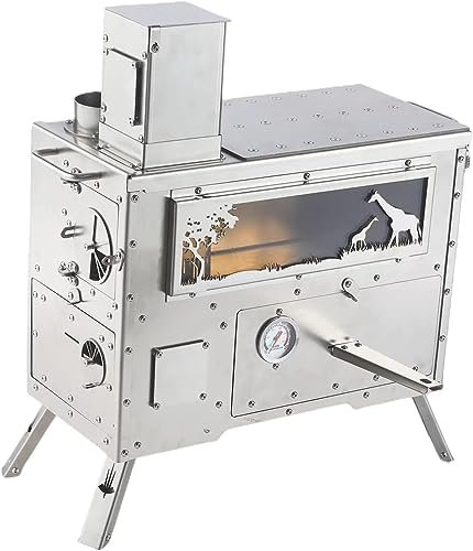 Poêle à Bois, cuisinière d'extérieur, poêle à Bois en Acier Inoxydable, poêle de Tente Chaude Pliable et léger, pour la Cuisine, la randonnée, Les Voyages