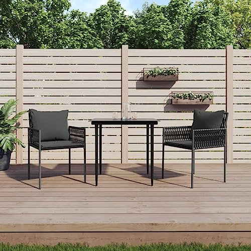 Juroupi Gartenstühle mit Kissen GartenstüHle Gartensessel Outdoor Garten StüHle Terassenstuhl 2 STK. Schwarz 54x61x83 cm Poly Rattan