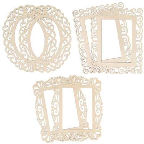 Ideen mit Herz | Ornamentik-Rahmen aus Sperrholz | Holz-Bilderrahmen | verschiedene Designs | inklusive Juteseil zum Aufhängen | 6 Stück